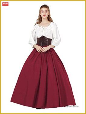 Victorian Maxi Skirt A-Line Full Length Cotton Renaissance Medieval